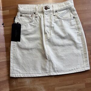 Rag & Bone highrise mini skirt size 25, ecru, nwt, denim